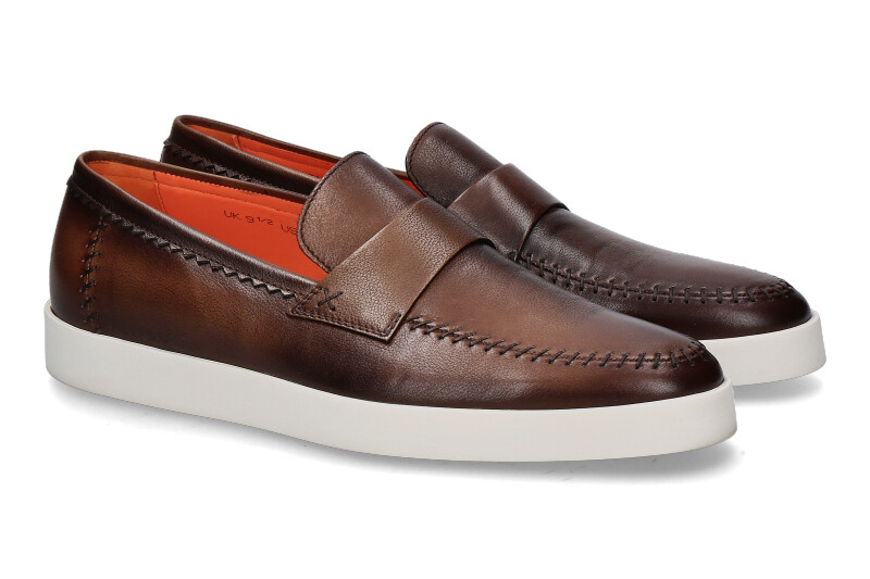 Santoni Slipper LEATHER BROWN