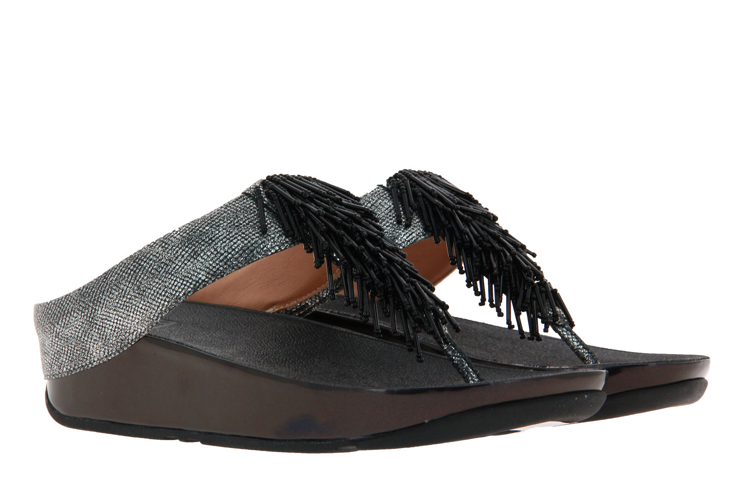 Fitflop Pantolette CHA CHA TOE THONG BLACK SHIMMER PRINT (39)