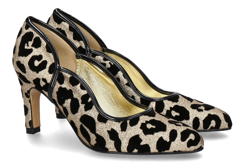 Azuree Cannes Pumps RAPIDO TISSU JAGUAR ORO VERNIS NOIR (40)