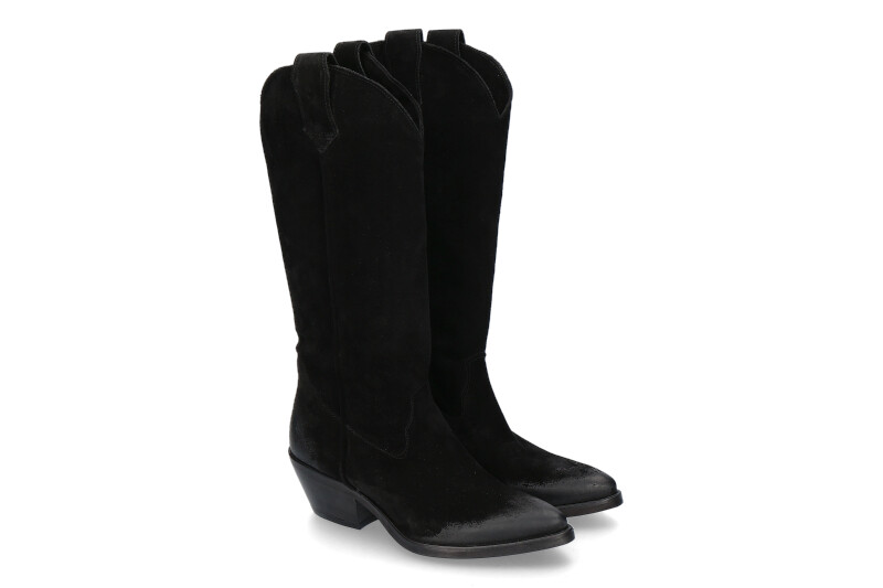 Lazamani Cowboy Boots VELOURS NERO- schwarz