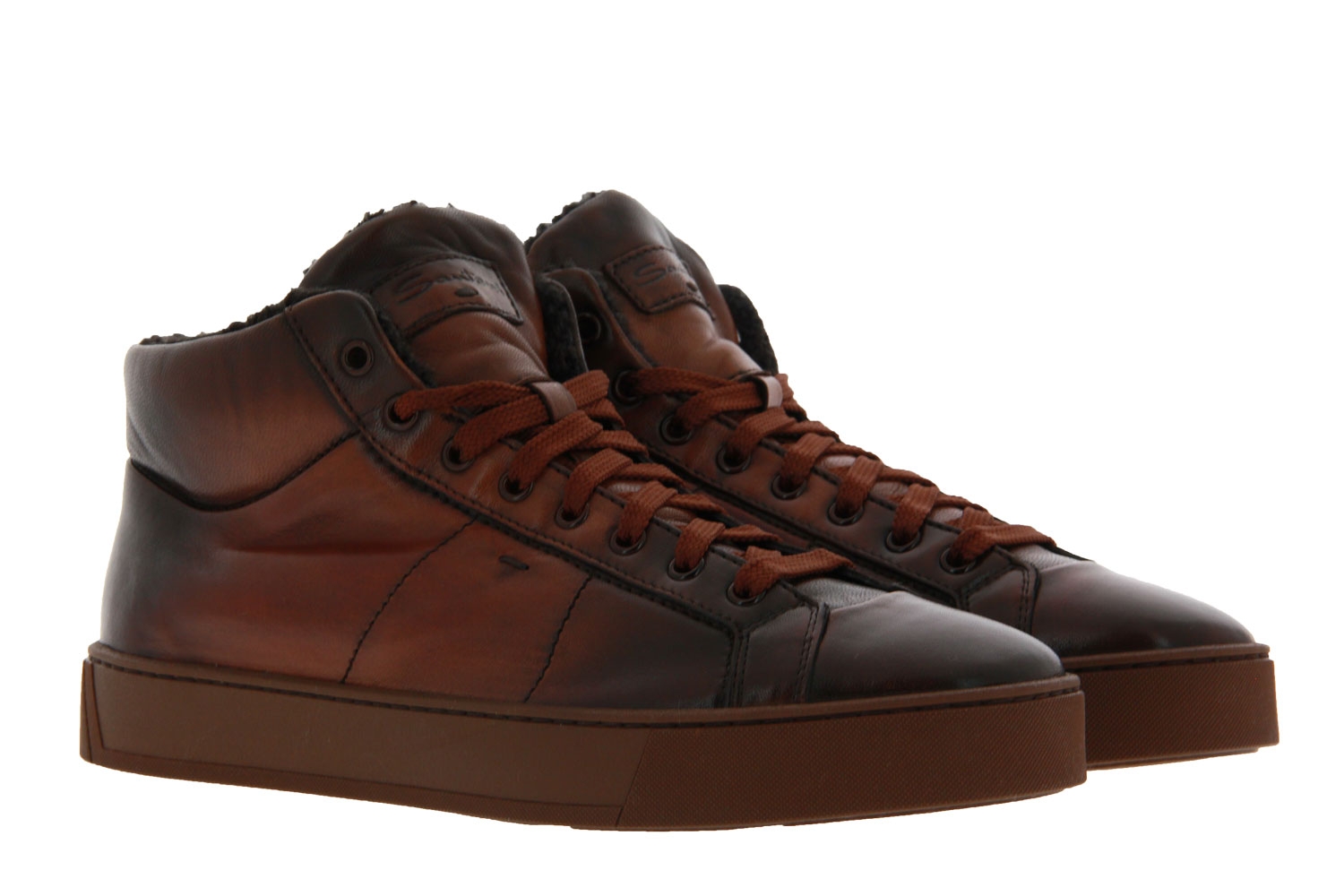 Santoni Sneaker gefüttert LEATHER MIDBROWM (44)