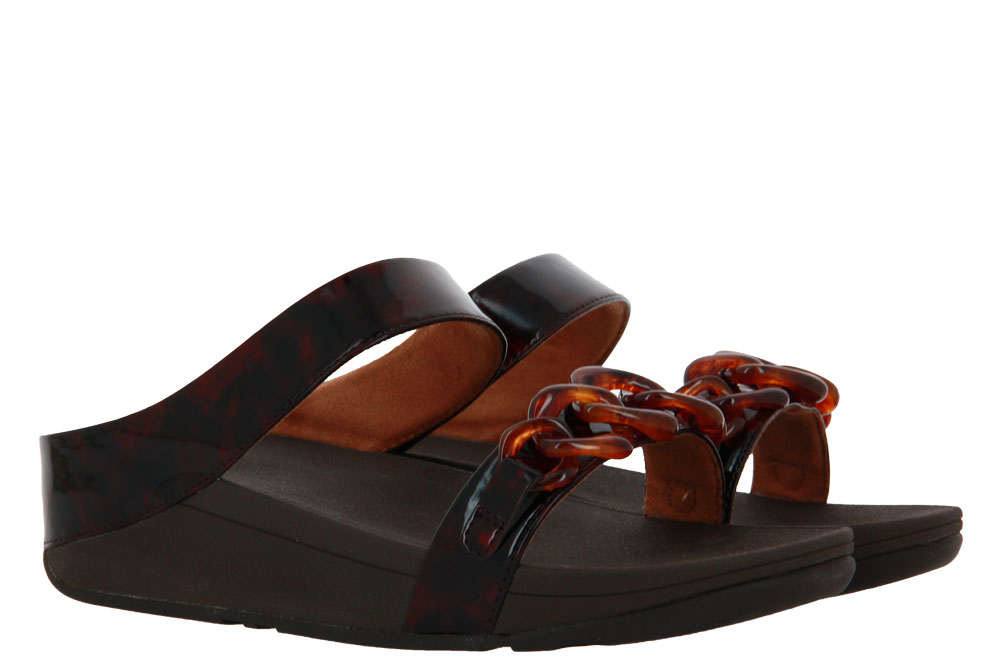 Fitflop Pantolette FINO TORTOISESHELL CHAIN SLIDE CHOCOLATE BROWN (38)