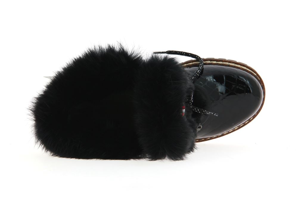 New Italia Shoes Stiefelette gefüttert KROKO-OPTIK LEDER SCHWARZ (39)
