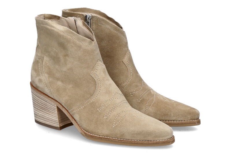 Paul Green Cowboy Bootie SOFT SUEDE- grain beige