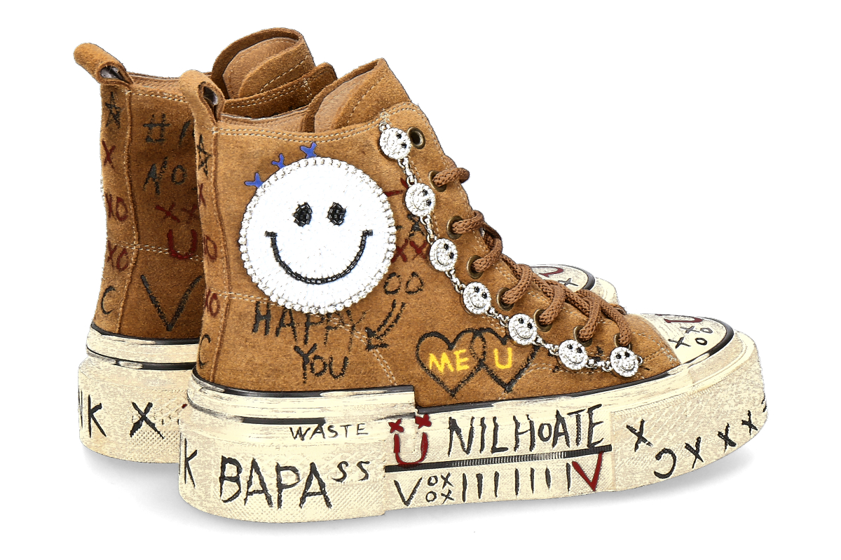 Nan-Ku Couture High Top Sneaker VELOUR- camel_232400111_2