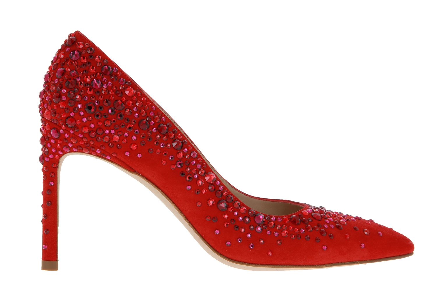 Stuart Weitzman Pumps LALAINA 95 FOLLOWME RED SUEDE CRYSTAL (38)
