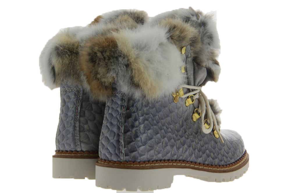 New Italia Shoes Stiefelette KANNINCHENFELL GRAU GLITTER (37 )