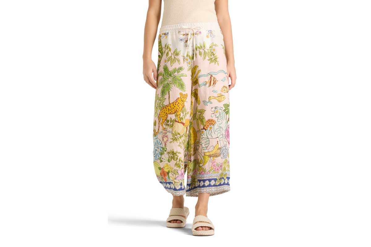 Cambio Wide-Leg Cropped Stoffhose CANDICE PLAIN- indian jungle/ mehrfarbig