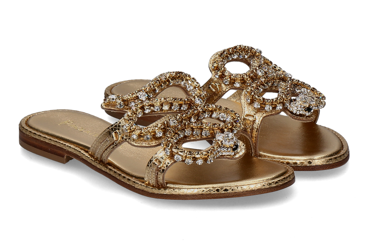 Paola Fiorenza Pantolette PELLE SNAKE- gold