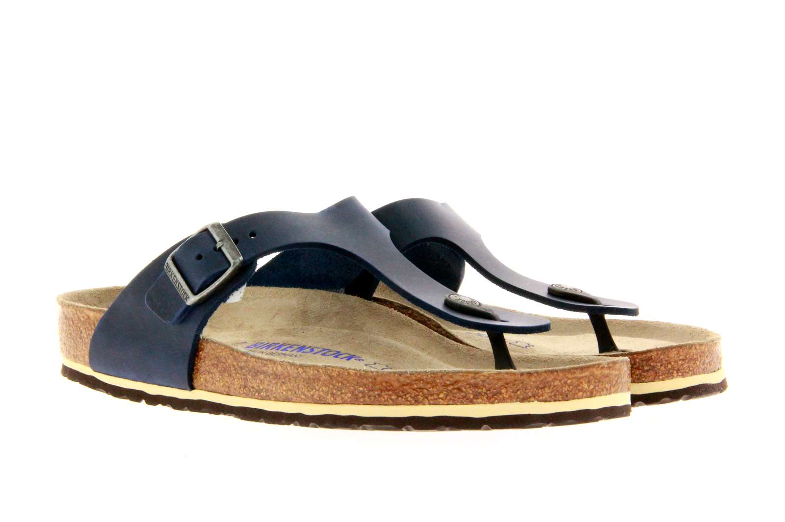 Birkenstock Pantolette GIZEH NORMAL NATURLEDER ANTIK DARKBLUE (43)