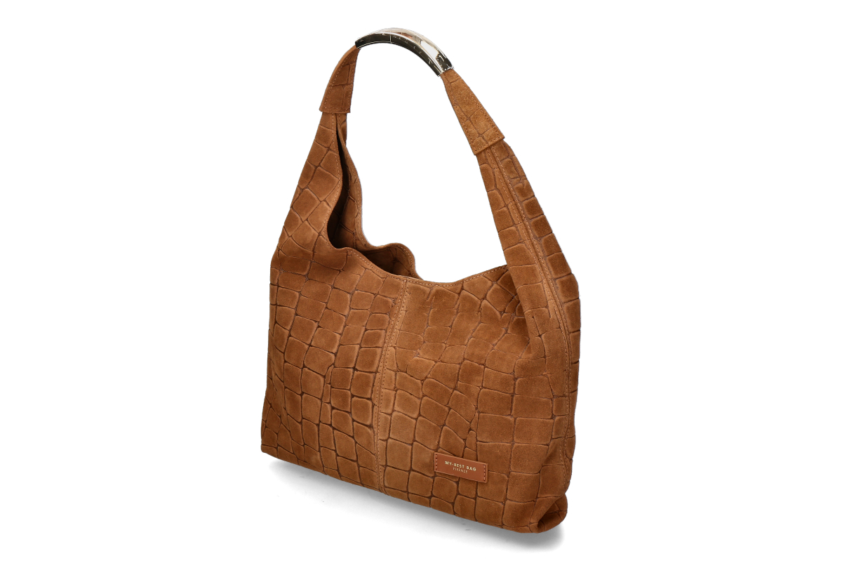 My-Best Bag Firenze Beuteltasche ELISSE CROCO SUEDE- cognac/ mittelbraun