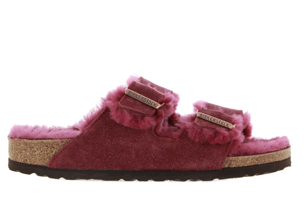 Birkenstock Pantolette gefüttert ARIZONA FUR SCHMAL VELOURSLEDER BURGUNDY (42)