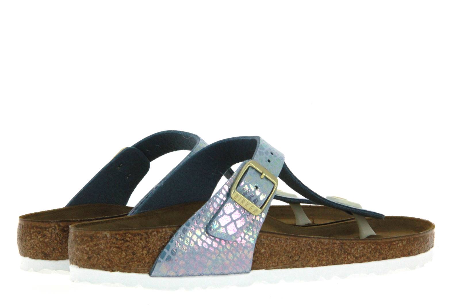 Birkenstock Pantolette GIZEH NORMAL BIRKO-FLOR SHINY SNAKE SKY (36)