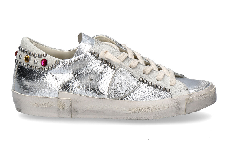 Philippe Model Sneaker LOW WOMAN GOUJONS METAL ARGENT