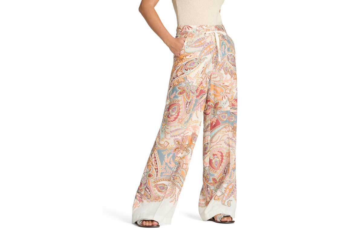 Cambio Wide-Leg Stoffhose ADRIENNE- mehrfarbig/ ocean-peach