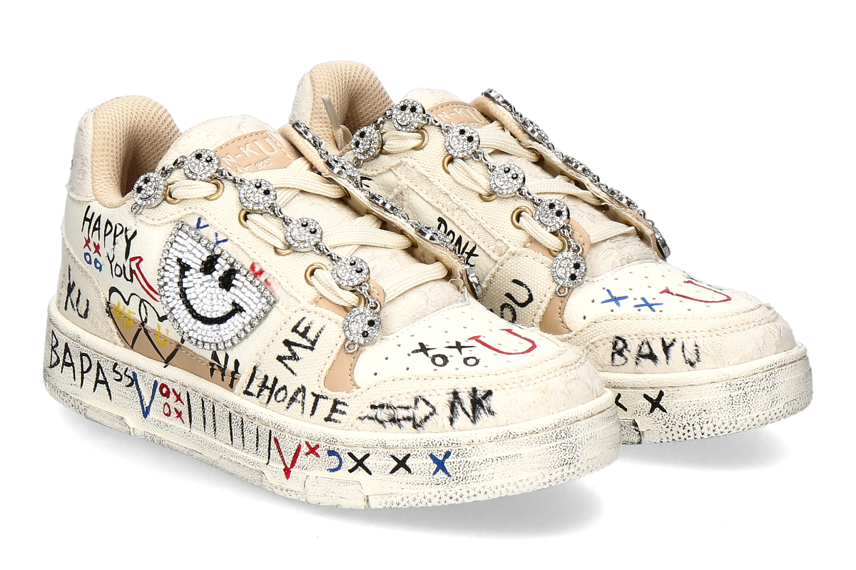 Nan-Ku Couture High Top Sneaker SKATER SMILEY - beige/weiß Nan-Ku Couture High Top Sneaker SKATER SMILEY - beige/weiß