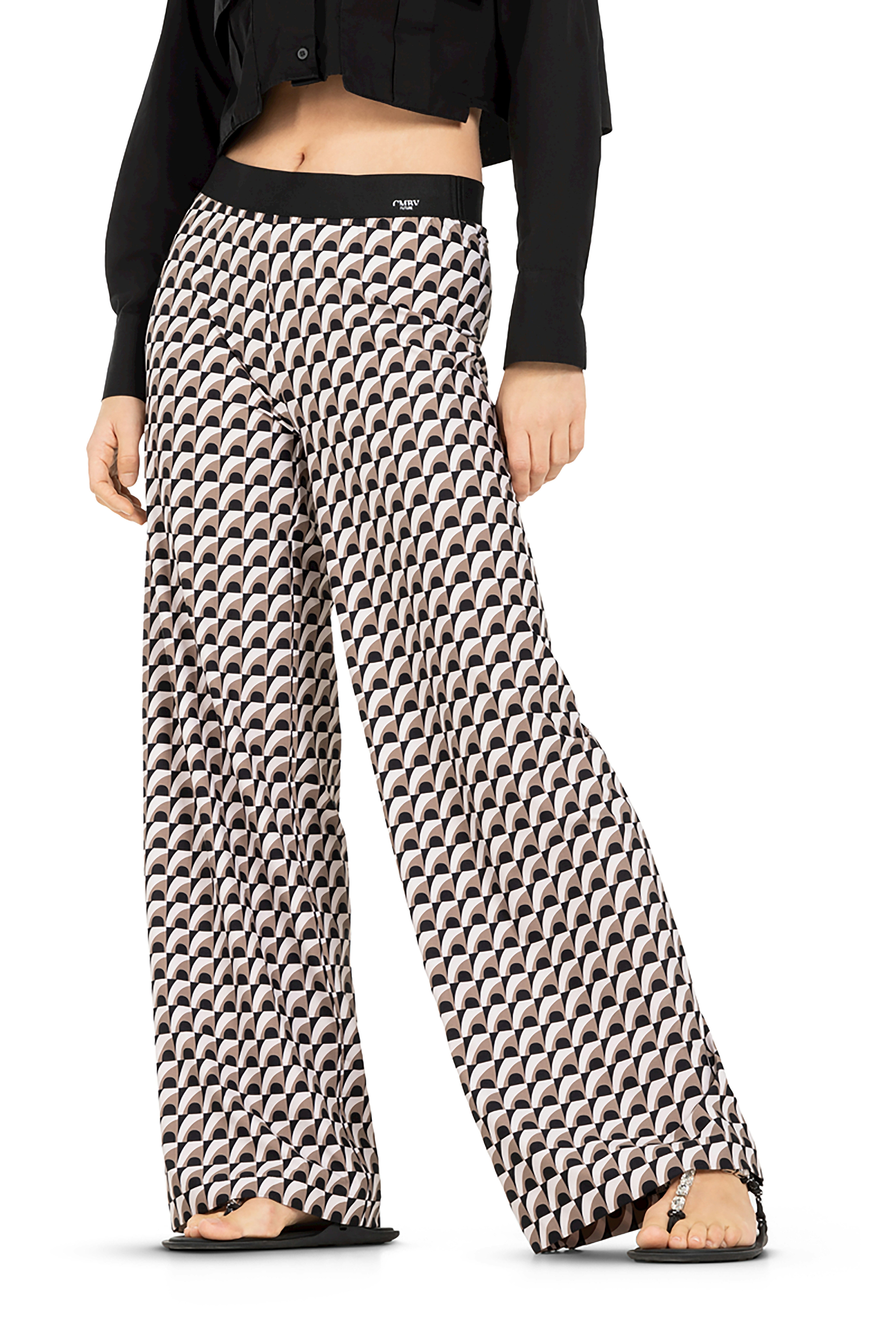 Cambio Stoffhose ALLISON- geometric black/hazel/creme