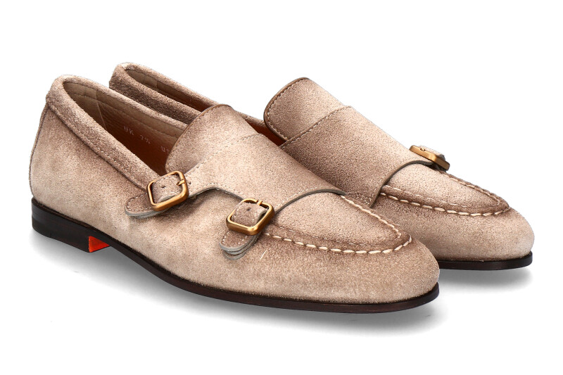 Santoni Monk CARLOS VELOURS- beige/ braun