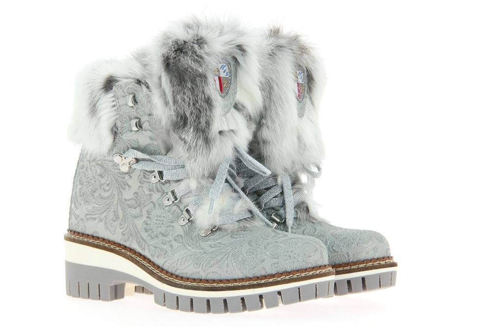 New Italia Shoes Stiefelette gefüttert GEPRÄGTES LEDER WEISS SILBER (41)