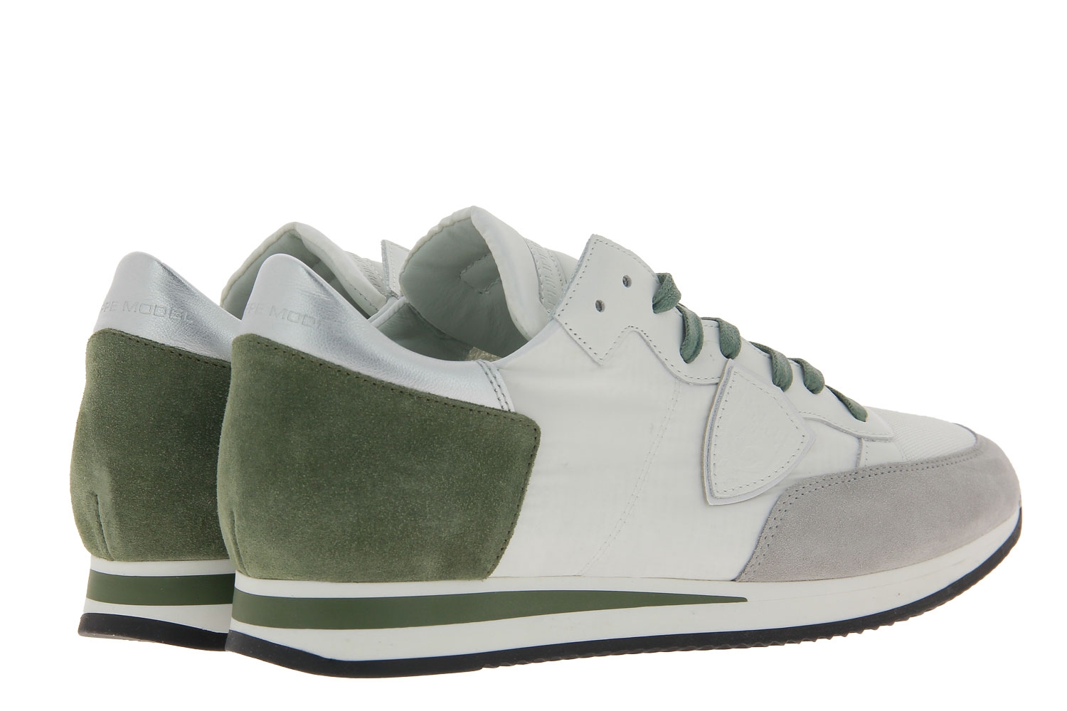 Philippe Model Sneaker TROPEZ MONDIAL METAL BLANC VERT (45)