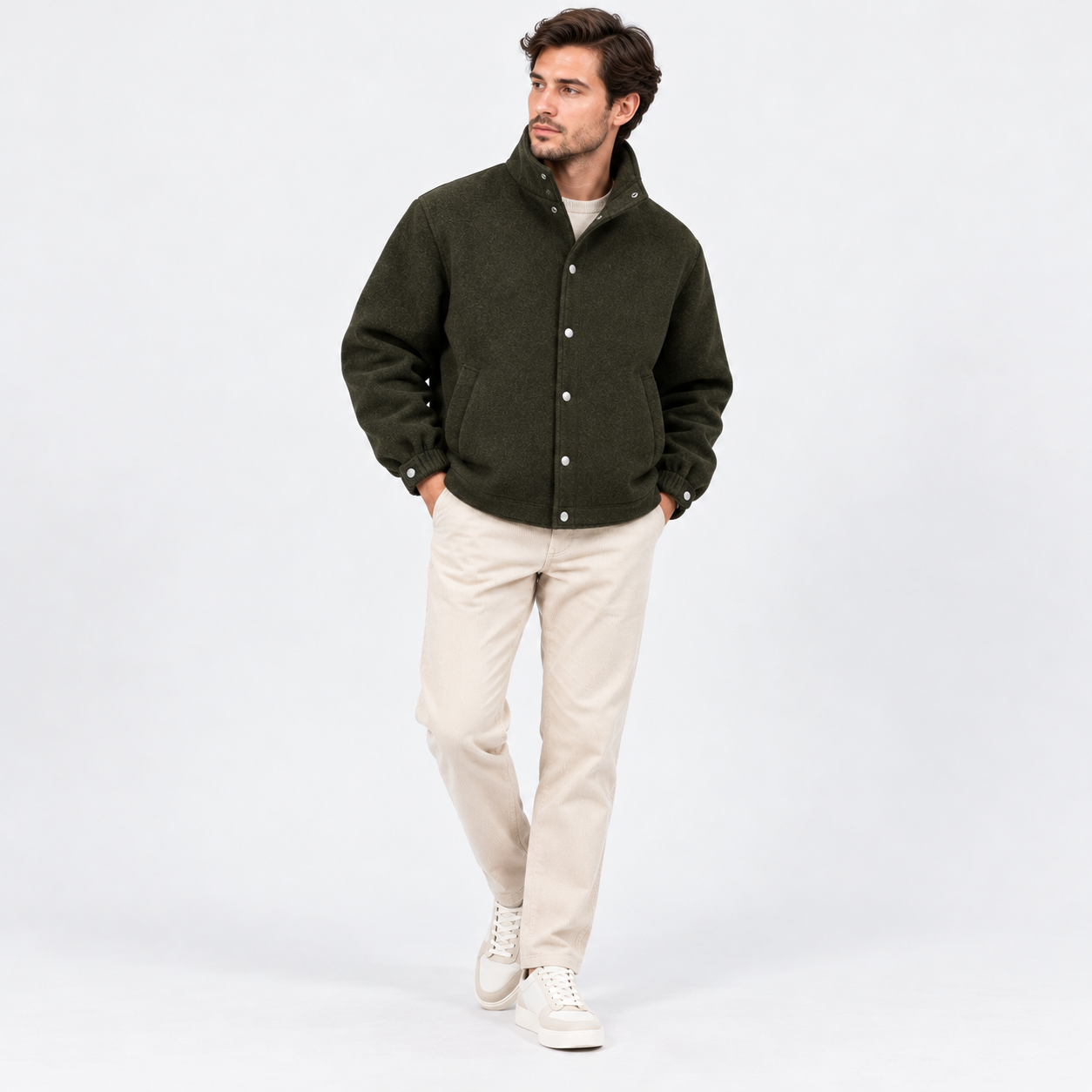 New York Resident Herren- Wolljacke BOSTON- olivgrün 