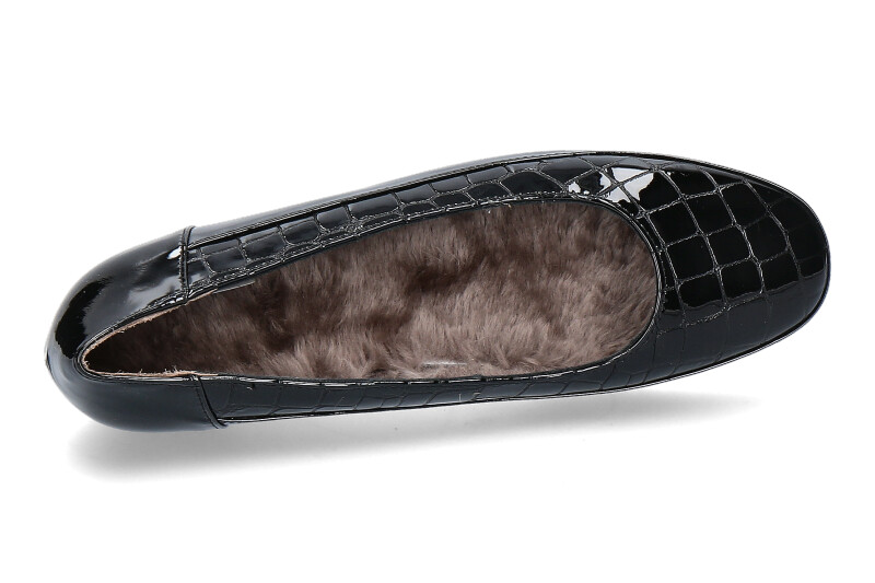 Bagnoli Slipper gefüttert VERNICE NERO COCCO AGNELLO (40½)