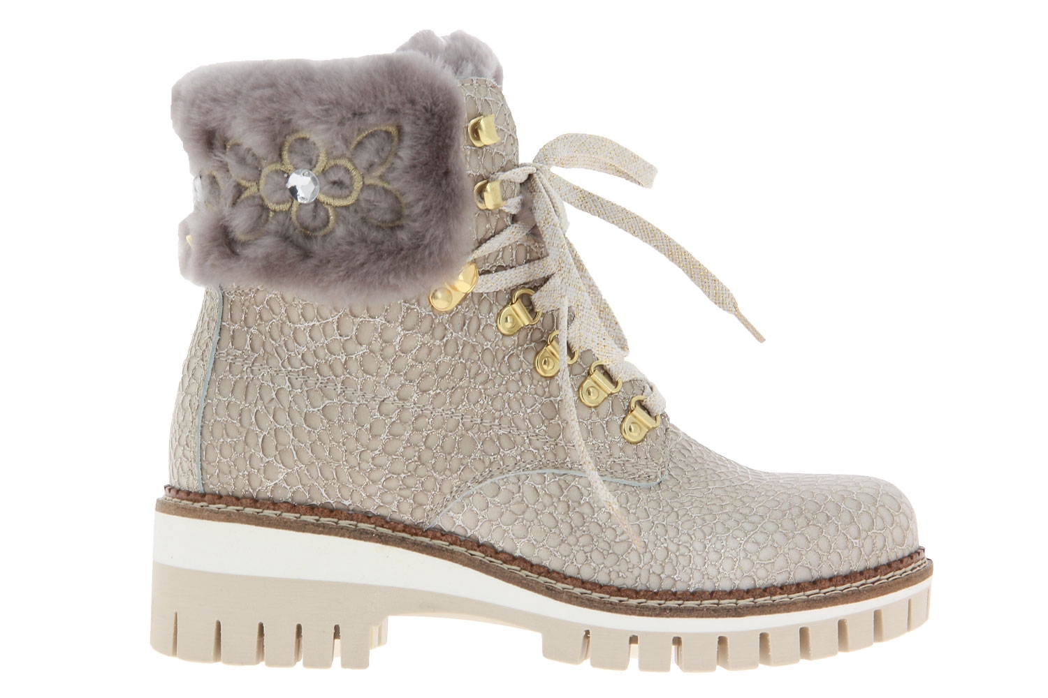 New Italia Shoes Stiefelette gefüttert GLITTER KALBSLEDER SAND (36)