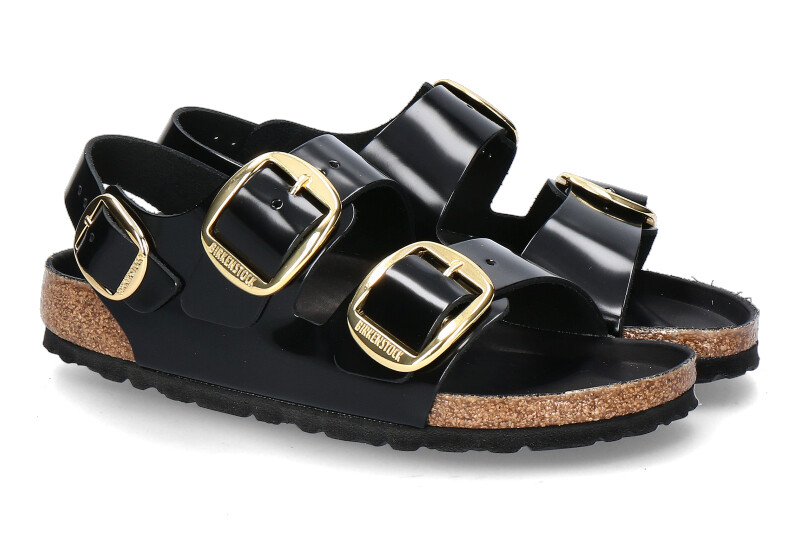 Birkenstock Sandale MILANO SCHMAL BIG BUCKLE- high shine black