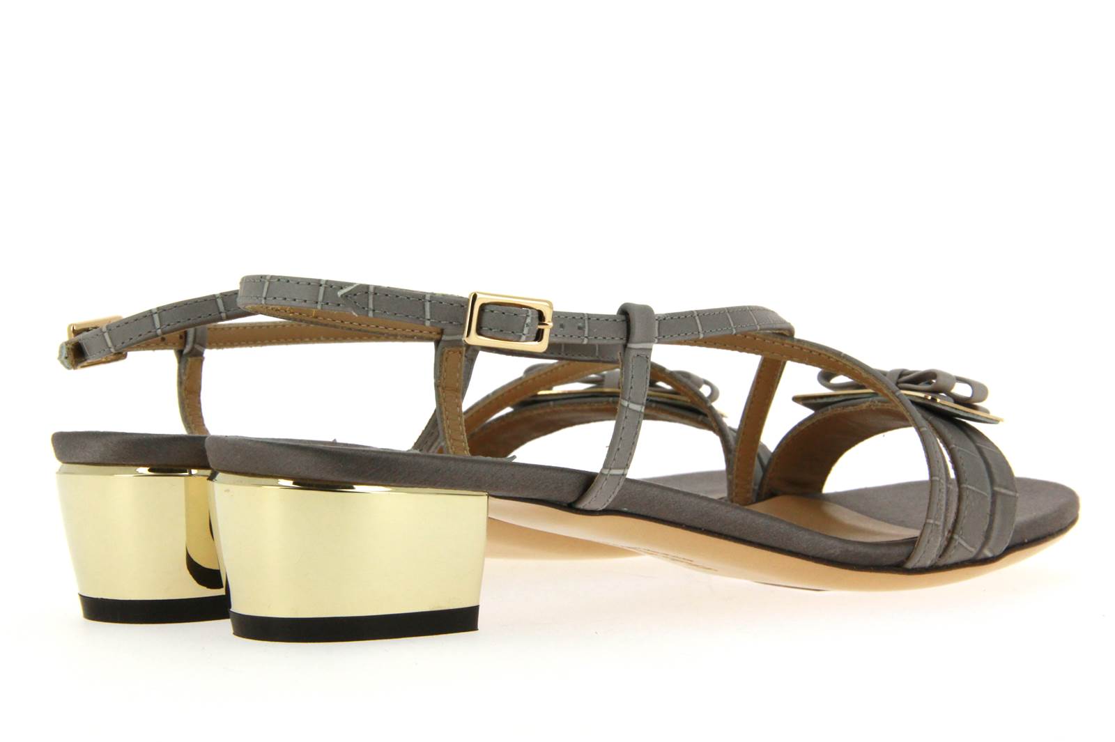 Salvatore Ferragamo Sandale BEVERLY LIGHT GREY CALF CROCO (41)