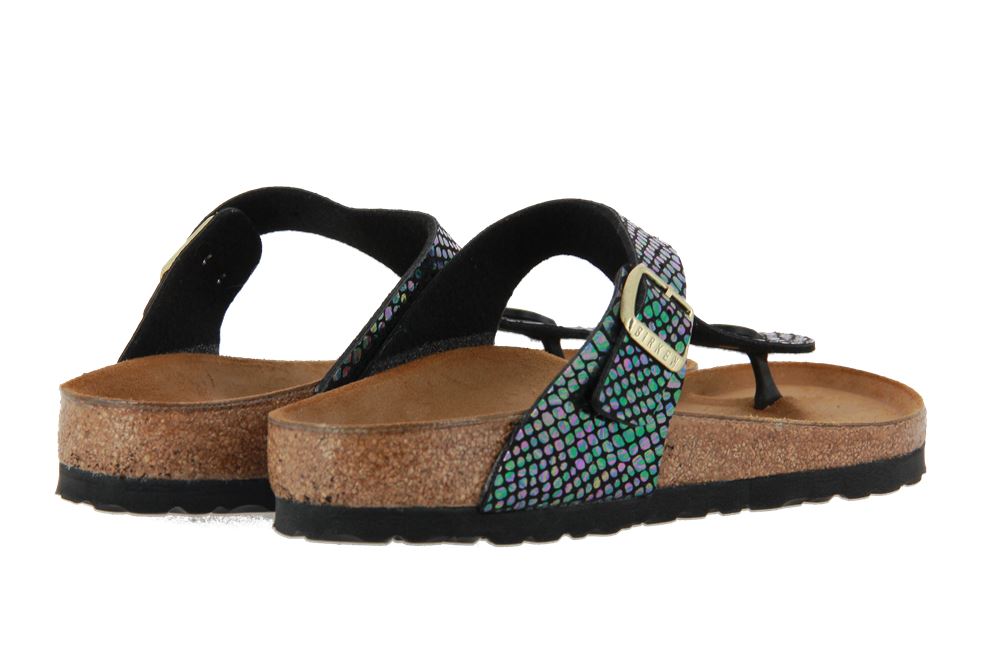 Birkenstock Pantolette GIZEH NORMAL SHINY SNAKE BLACK MULTI (39)