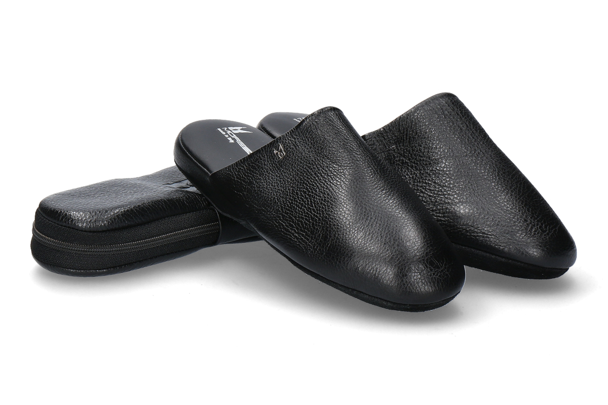 Moreschi Hausschuh- Pantolette AMERIGO NAPPA- nero/ schwarz