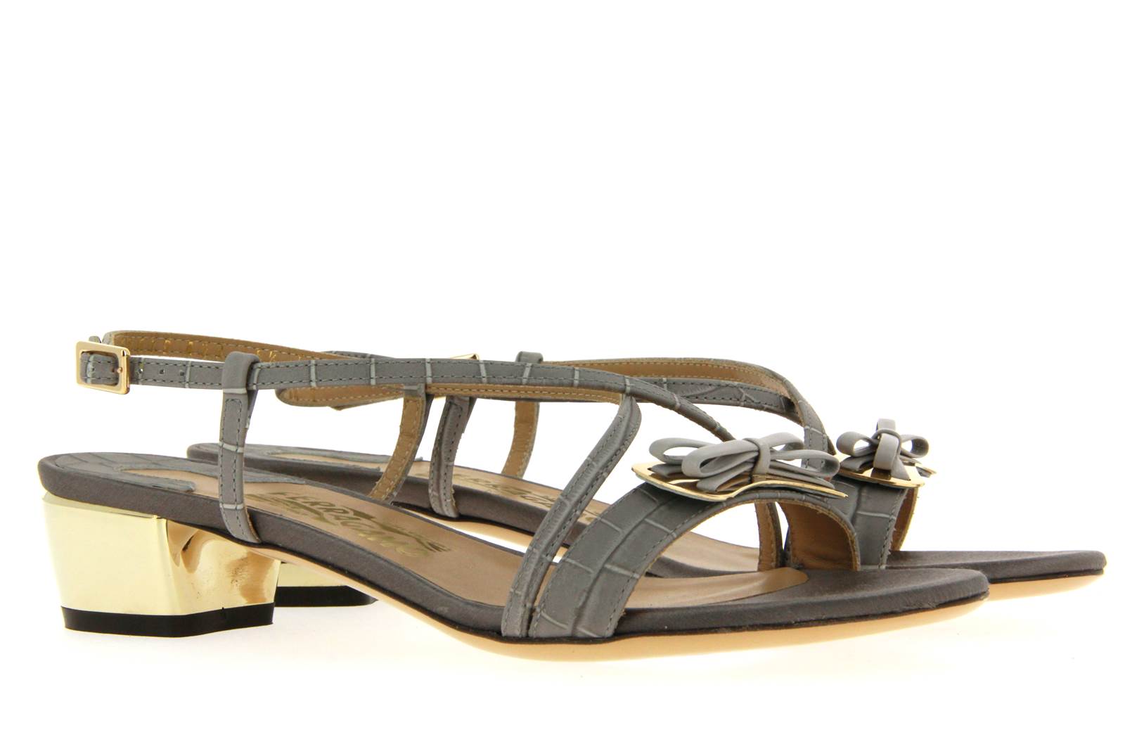 Salvatore Ferragamo Sandale BEVERLY LIGHT GREY CALF CROCO (41)