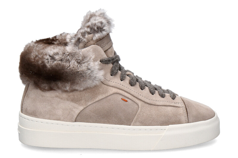 Santoni Sneaker gefüttert MID CUT BEIGE RABBIT