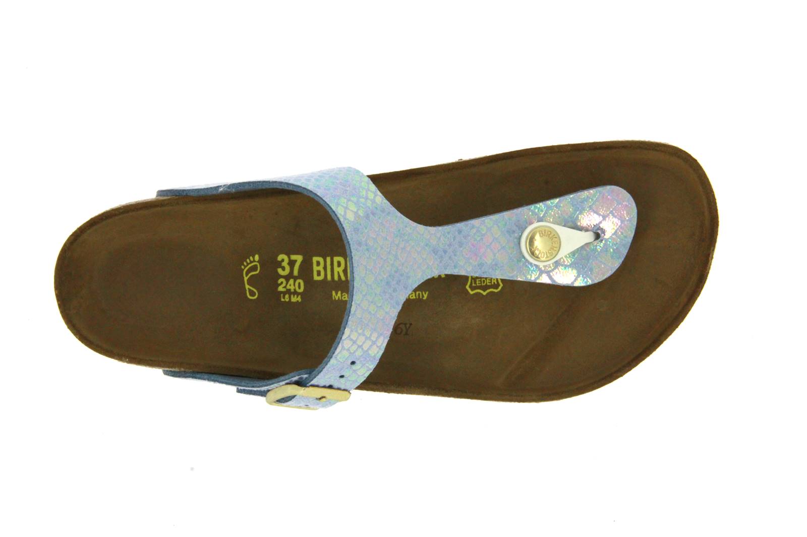 Birkenstock Pantolette GIZEH NORMAL BIRKO-FLOR SHINY SNAKE SKY (36)