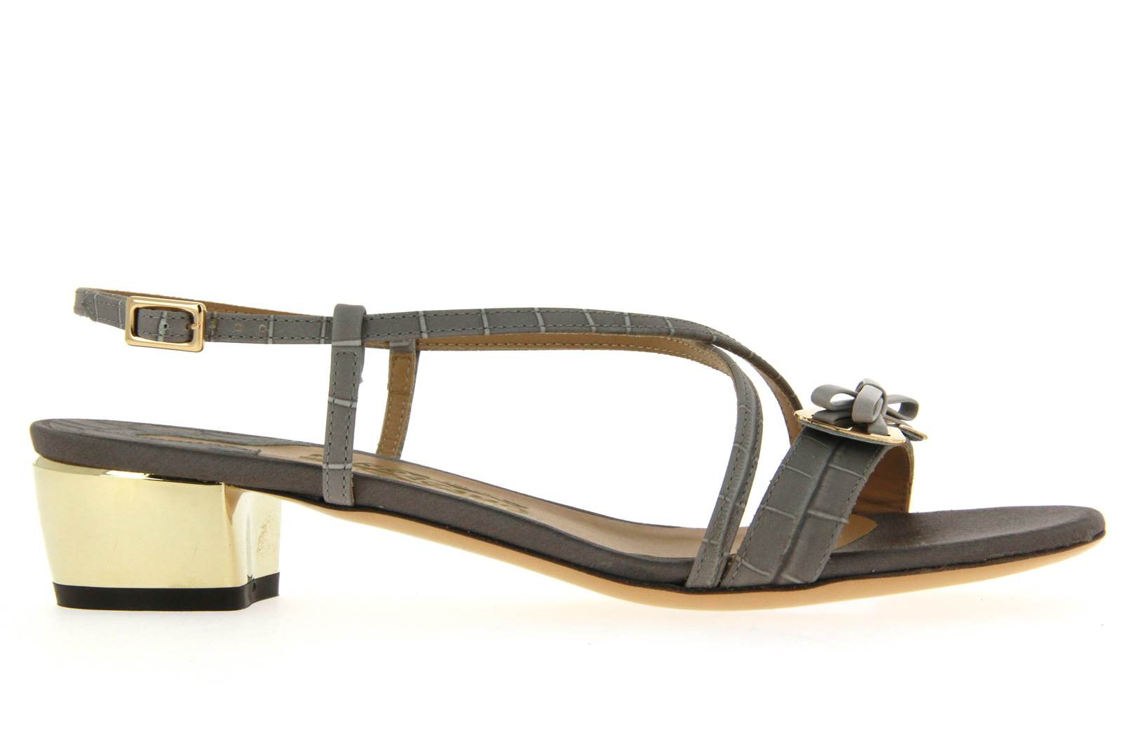 Salvatore Ferragamo Sandale BEVERLY LIGHT GREY CALF CROCO (41)