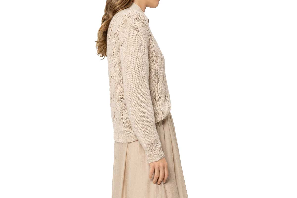 Luisa Cerano Strickpullover CABLE KNIT- soft camel/ beige