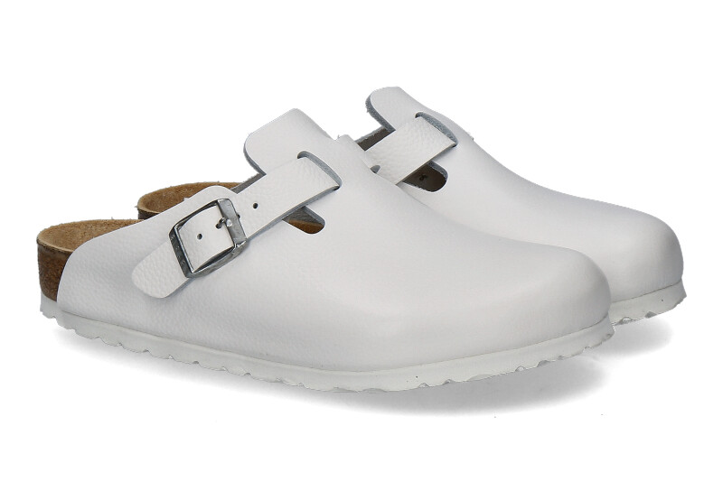 Birkenstock Pantolette BOSTON NORMAL NATURLEDER WEIß