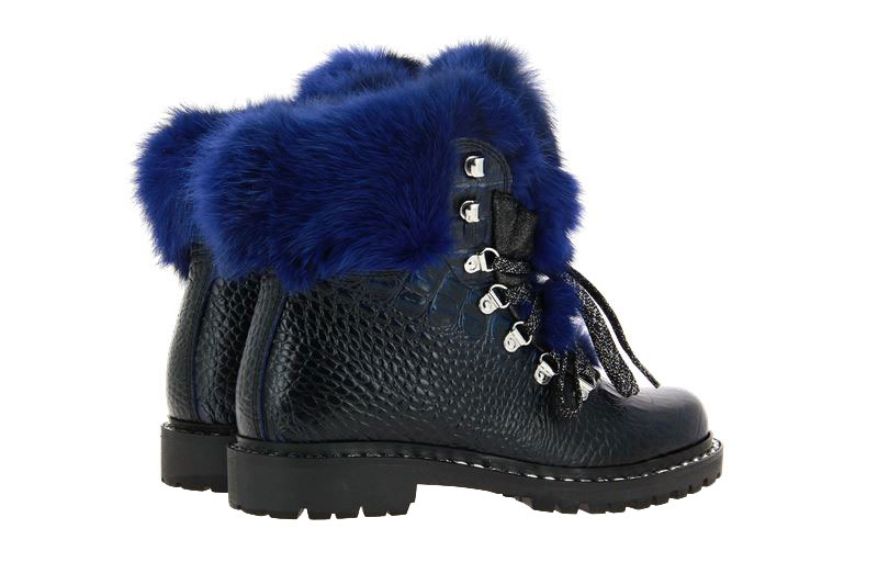 New Italia Shoes gefüttert REPTIL-OPTIK LEDER BLAU (38)