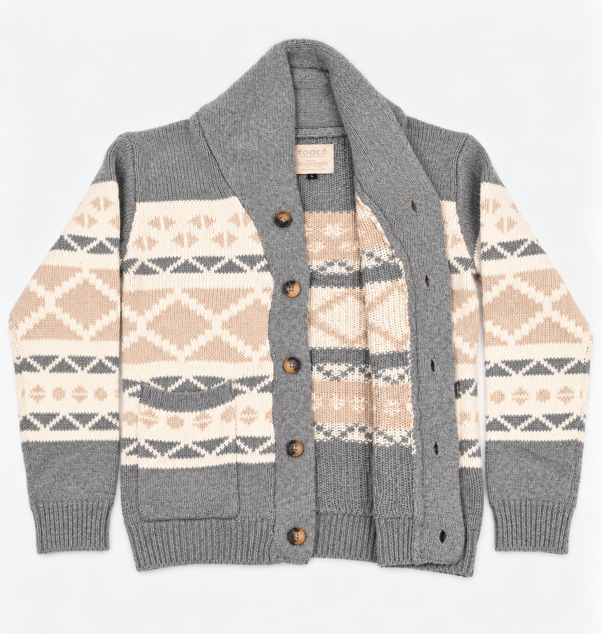 Tooco Unisex- Cardigan EVEREST EVR- grau/ beige/ cream