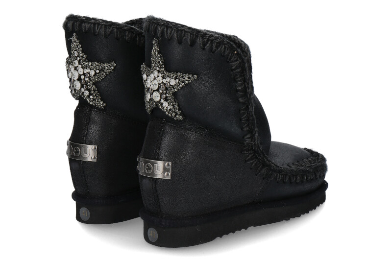 MOU Boots WEDGE BACK STAR PATCH CRACKED BLACK GREY (39)