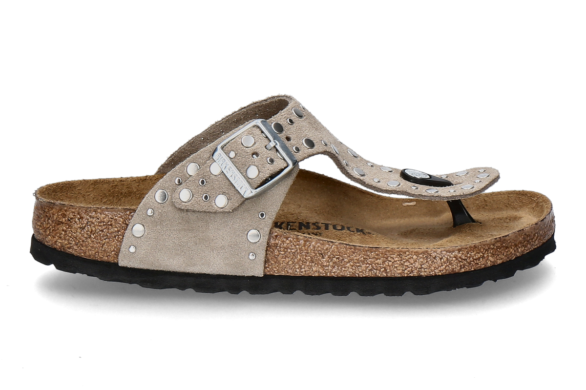 Birkenstock Damen- Zehensteg-Pantolette GIZEH RIVET- taupe