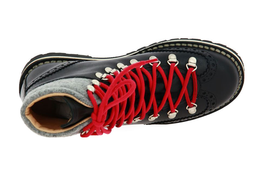 Dirndl + Bua Schnürstiefelette NAPPA LODEN SCHWARZ STEIN (37 )