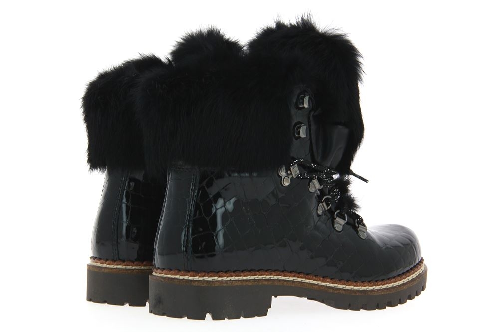 New Italia Shoes Stiefelette gefüttert KROKO-OPTIK LEDER SCHWARZ (39)
