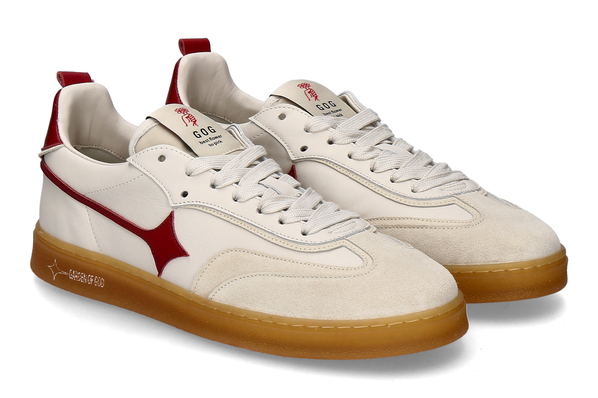 Garden of God Herren- Sneaker EARTH LEA- off-white/ dunkelrot