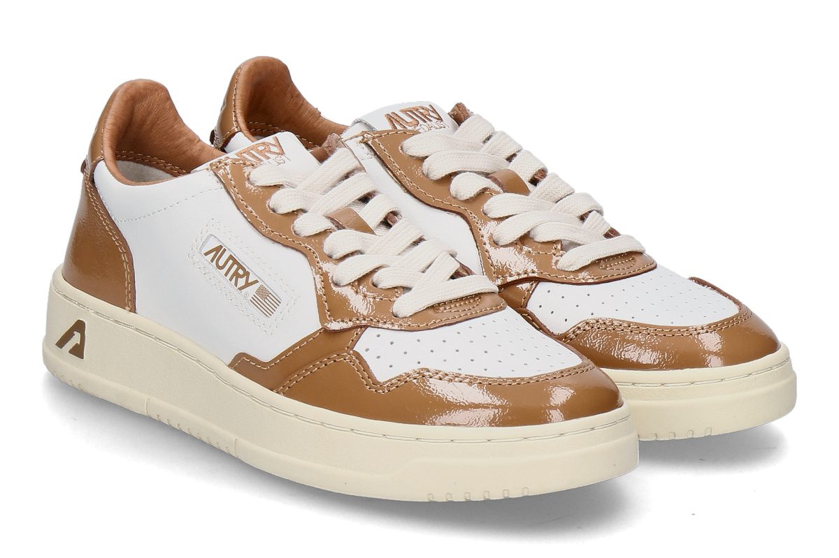 Autry Damen-Sneaker MEDALIST LEATHER PATENT RT02- white/ brown sugar