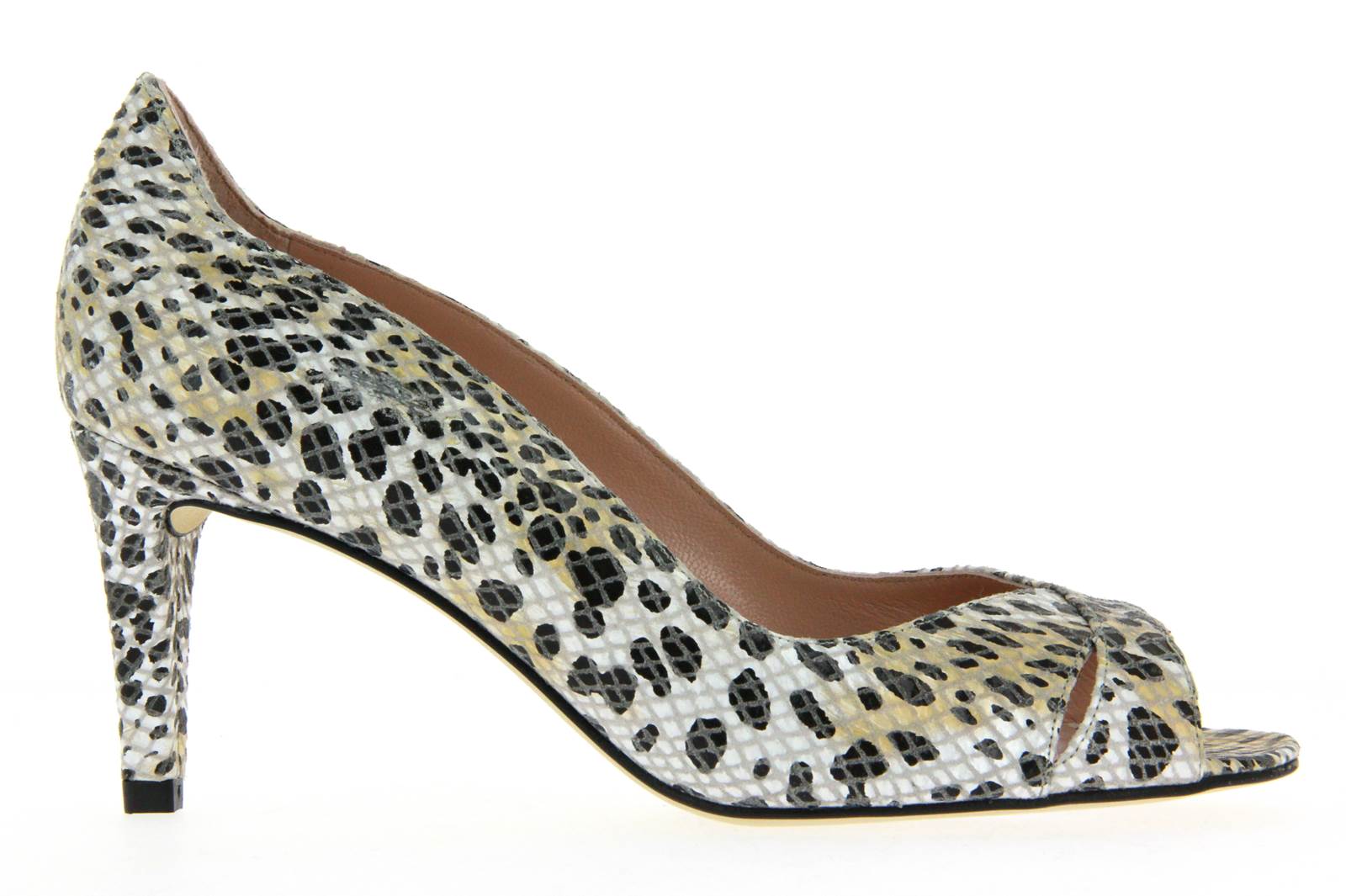 Stuart Weitzman Peeptoe SHOWUPRITZ CREAM LEO SNAKE (39)