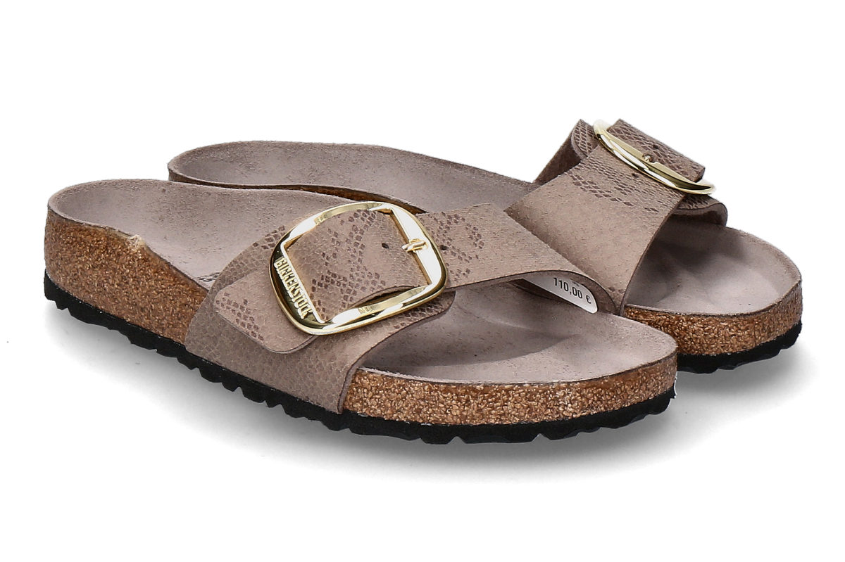 Birkenstock Damen- Pantolette MADRID NORMAL BIG BUCKLE- python gray taupe