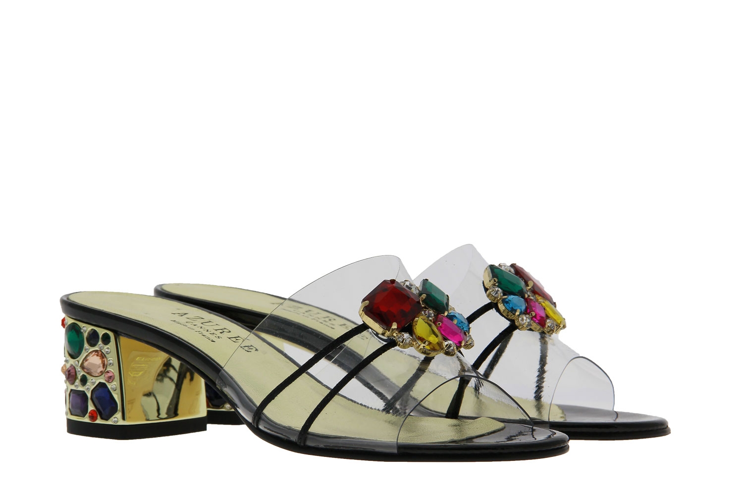 Azuree Cannes Pantolette NADORI9AM VERNIS NOIR MOTIF MULTI (36½)