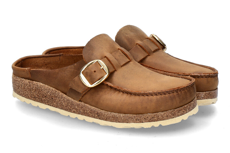 Birkenstock Damen-Clogs BUCKLEY SCHMAL- cognac