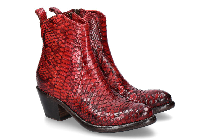 La Bottega di Lisa Cowboy-Bootie PITONE ROSSO